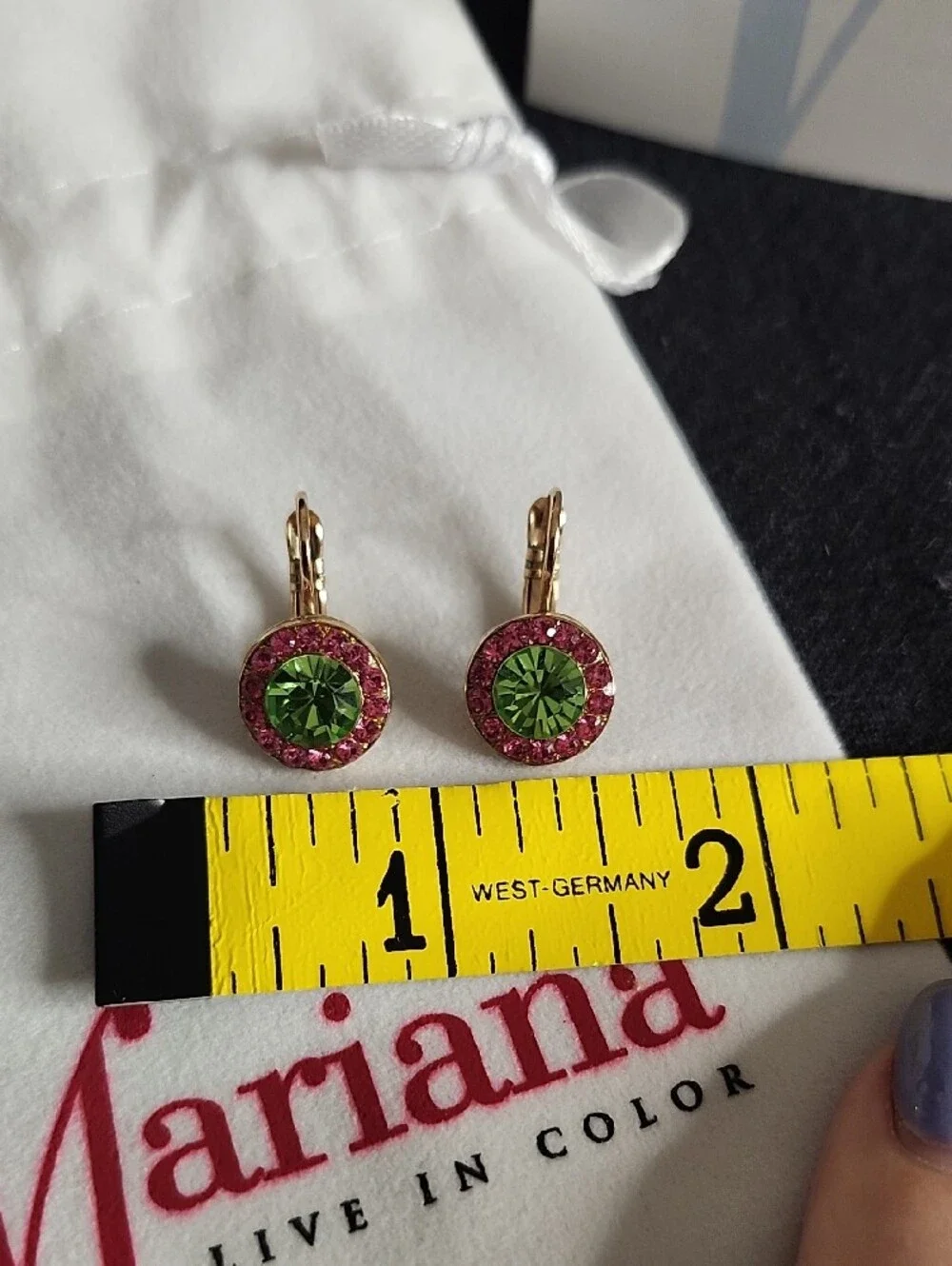 Mariana Coral Cove Gold-Tone Pink & Green Swarovski Crystal Lever-Back Earrings